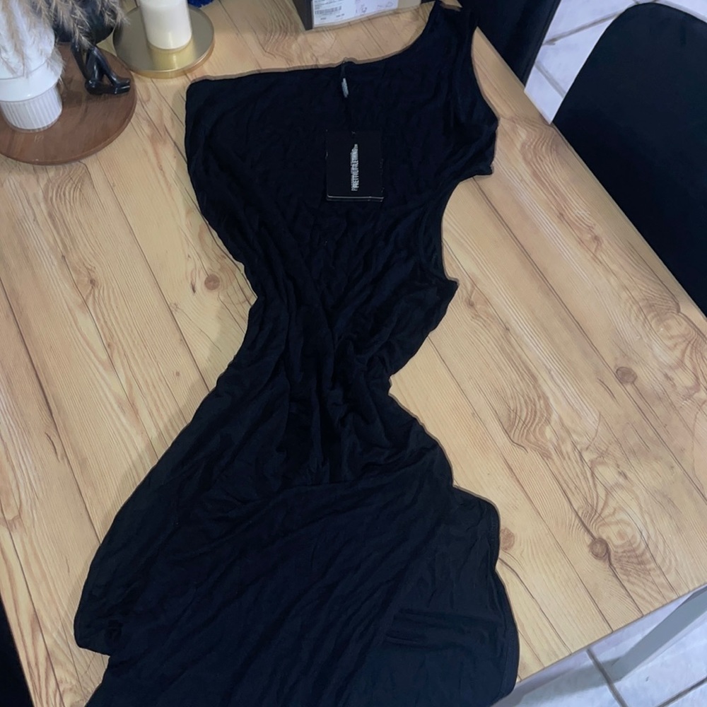 Black midi cut out slit dress